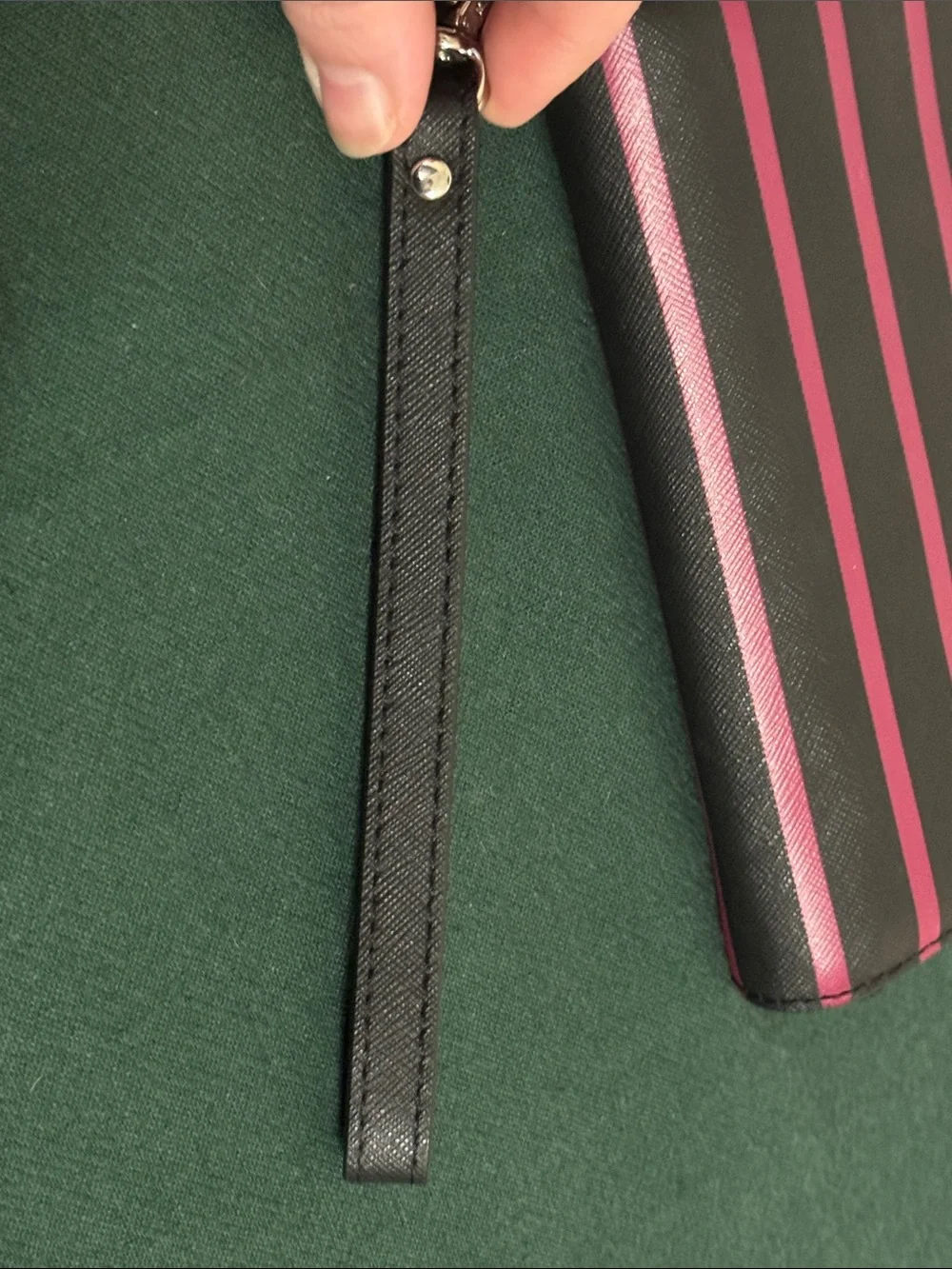 Michael Kors Navy and Pink Striped Zip Wallet Wristlet - Picture 5 of 12